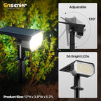 Ensenior Solar Spotlights Outdoor, Brightness Adjustable 6500K LED Solar Garden Lights, 56 LEDs Solar Powered Landscape Lights, Auto ON/Off, Waterproof, for Yard/Garden/Pathway - 6 Pack