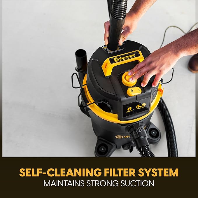 Vacmaster Professional 6 Gallon 4.5 Peak HP Wet/Dry Vacuum with Self-Cleaning Filter System - VDK611PF 0201