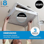 Simply 20x20x4 Air Filter, MERV 8, MPR 600, 1 Pack, Furnace Air Filter for HVAC (Actual Size:19.5"x19.5"x3.63") DUST, Pet, & Allergy Control