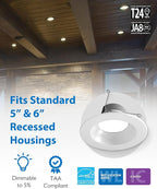 NICOR Lighting Recessed Ceiling Lights LED Downlight - Dimmable 5/6 inch LED Recessed Light Fixtures - Selectable CCT 2700K-5000K, 918 Lumens, 10.3W - DLR56 LED Retrofit Ceiling Light, White, 12-Pk