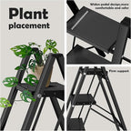 Taranta 3 Step Ladder,Aluminum Lightweight Folding 3 Step Stool with Anti-Slip Wide Pedal,330lbs Capacity Step Ladder for Household,Kitchen,Office - Black