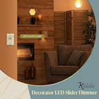 TOPGREENER Kalide Dimmer Light Switch, LED Dimmer Switch, Full Range Dimming, Single Pole/3-Way, 120VAC, 60Hz, 300W LED/CFL, Neutral Wire Not Required, Wall Plate Included, Light Almond, 2 Pack