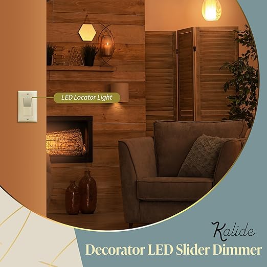 TOPGREENER Kalide Dimmer Light Switch, LED Dimmer Switch, Full Range Dimming, Single Pole/3-Way, 120VAC, 60Hz, 300W LED/CFL, Neutral Wire Not Required, Wall Plate Included, Light Almond