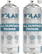 Polar All Surface Primer Matte White - 2 x 13.5 Fl Oz - Ideal for Wood, Metal, Plastic, Brick - Enhanced Adhesion & Quick Drying