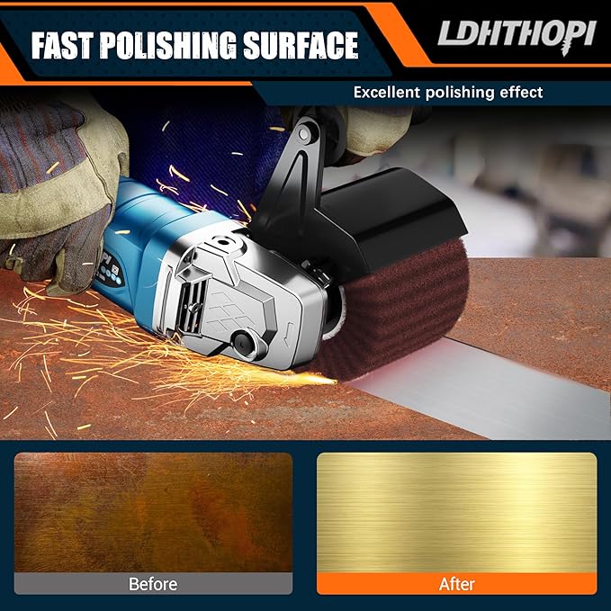 LDHTHOPI 1800W Burnishing Polishing Machine, 110V Handheld Electric Stainless Steel Polisher, 8 Variable Speed, 3100RPM for Metal, Stainless Steel, Wood