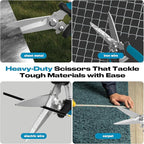 GARTOL 8" Scissors All Purpose Heavy Duty - Razor-sharp Tin Snips for Sheet Metal, Electrical Wires, Insulation, Ropes, Cardboard | Electrician Tools with Cable Notch, Ergonomic Grip | DIY Scissors