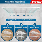 2-Pack 2x3ft Heavy Duty Garag e Wall Shelving, 500 lbs Load Capacity, Garage Shelving Wall Mounted, Garage Storage Rack with Hooks, White