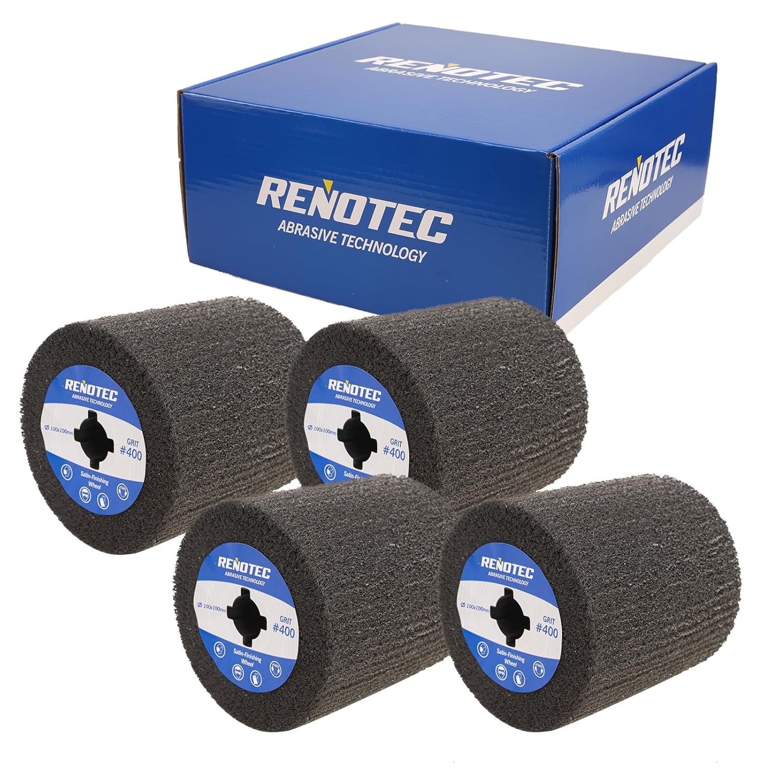 4"x4", Burnishing Wheel SSF 4 Pack, SF, Grit 400, S/C, Metalwork and Woodwork