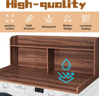 Royxen 2-Tier Washer Dryer Countertop,19.5" H Wood Washer and Dryer Topper with Shelf,Laundry Countertop Over Washer and Dryer, Universal Fit for Laundry Room Organization (Walunt, 54" WX27.5 D)