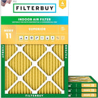 Filterbuy 15x20x1 Air Filter MERV 11 (MPR 1200) Allergen Defense Replacement (4-Pack), Electrostatic Pleated HVAC AC Furnace Filters, Made in USA (Actual Size: 14.50 x 19.50 x 0.75)