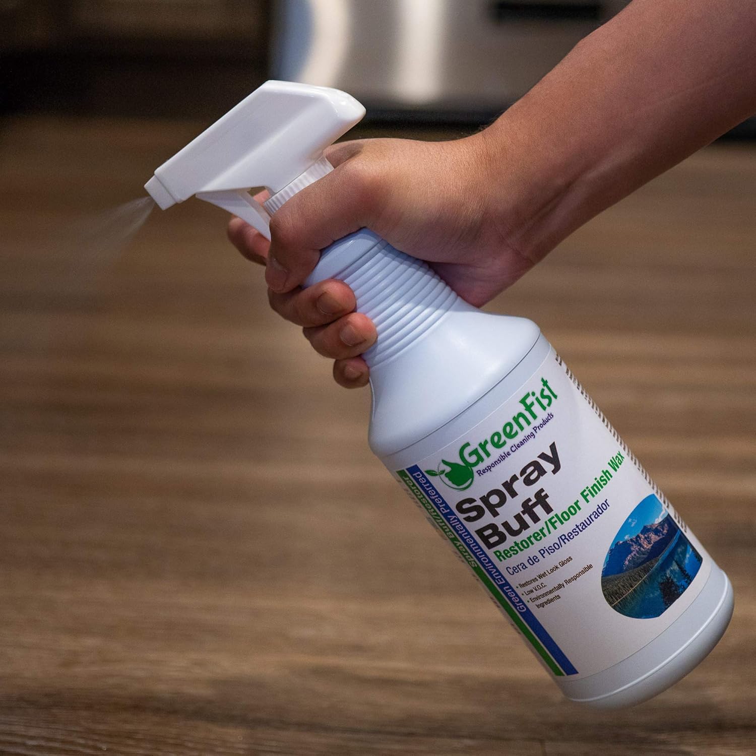 GreenFist Spray Buff Restorer Renewing Floor Finish Wax Polisher Buffer[ Removes Surface Marks, Conditioned, Dry and Spotless Floors ], 32 Fluid Ounce