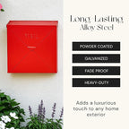 NACH Mailboxes for Outside Wall Mount, 10 x 10 x 4 inch Red Mail Boxes for House Outside, Waterproof Mailboxes for Outside - Chicago Style Mail Box