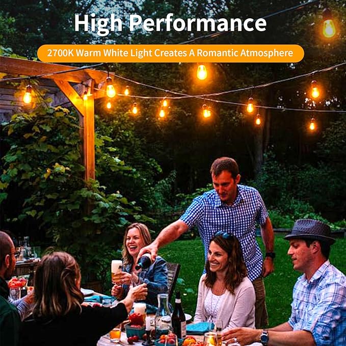 24Pack S14 Shatterproof LED Bulbs, E26 Screw Base Replacement for Outdoor String Lights - 1W Dimmable (Equal to 11W) 2700K Warm White, Weatherproof Patio Decor 120V