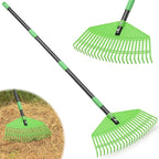 Leaf Rake for Lawn, Heavy Duty 16.5” Wide Large Plastic Garden Rake for Yard Garden Grass Turf Debris Mulch Thatch Pine Needles Leaves, 60” Long Handle,Light Weight Gardening Landscaping Tool for Kids