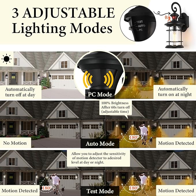 Porch Lights Outdoor Motion Sensor Outdoor Wall Lights Anti-Rust Aluminum, Exterior Lighting Fixtures Motion Sensor Porch Light Fixture for House Outside Patio