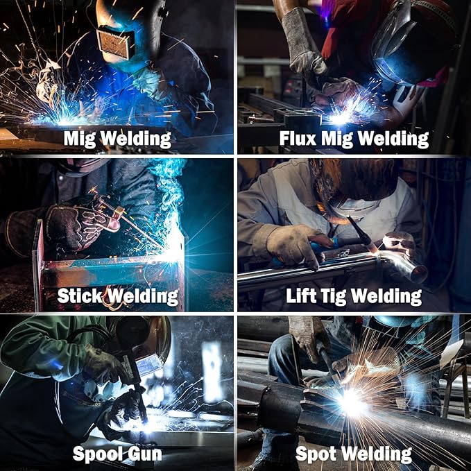 BILT HARD Aluminum 200A MIG Welder, 110V/220V MIG/Flux Core MIG/Lift TIG/Stick/Spot Welding/Spool Gun Compatible 6-In-1 Welding Machine w/IGBT Inverter, Multi-Process Welder