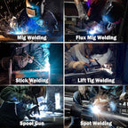 BILT HARD Aluminum 200A MIG Welder, 110V/220V MIG/Flux Core MIG/Lift TIG/Stick/Spot Welding/Spool Gun Compatible 6-In-1 Welding Machine w/IGBT Inverter, Multi-Process Welder