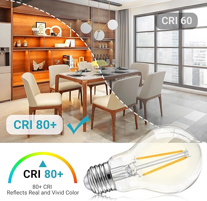 TJOY 12 Pack A19 Vintage LED Edison Bulbs, Non-Dimmable, 60W Equivalent, High Brightness 2700K Warm White, 8W E26 Standard Base, 760 Lumens, CRI80+, Clear Glass Filament Bulb for Home, Farmhouse