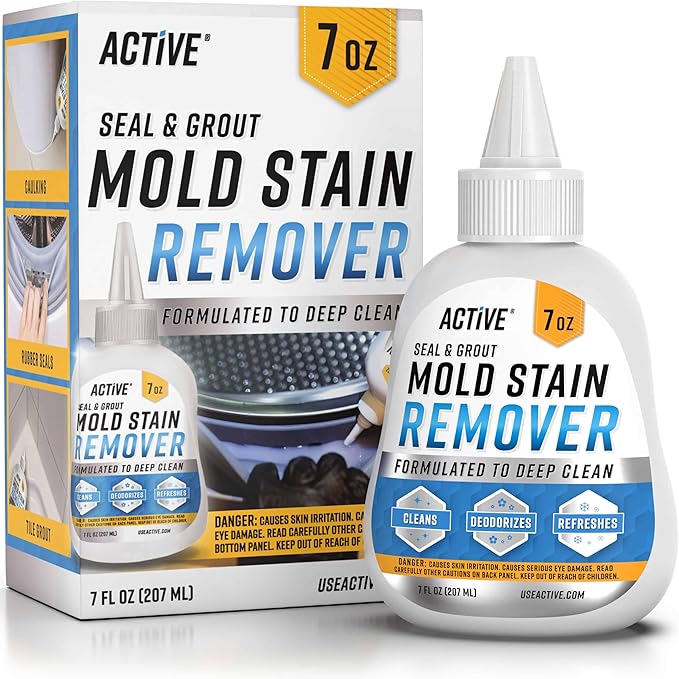 ACTIVE Mold Stain Remover Gel Cleaner Heavy Duty Stain Cleaner for Front Loader Washing Machine Seal, Bathroom Grout, Shower, Caulk - Front Load Washer Cleaning Solution - 7 Fl Oz
