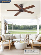 42 Inch Low Profile Ceiling Fan no Lights, Brown Farmhouse Ceiling Fan with Remote, 6-Speeds, Quiet Reversible DC Motor, Indoor/Outdoor Ceiling Fans with Remote for Bedroom, Patio, Living Room