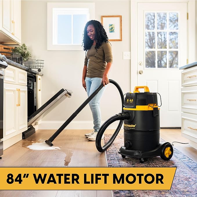 Vacmaster Professional VDK811PW 0201 8 Gallon 4.5 Peak HP Wet/Dry Vac with Self-Cleaning Filter System, 8 Gal, Black