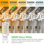 BUBO G9 LED Bulb 3000K Warm White 430 Lumens, 3W Equivalent 40W T4 G9 Halogen Replacement, 360°Beam Angle 120V Non-Dimmable No-Flicker G9 Light Bulbs for Crystal Chandelier Lighting, 10 Pack