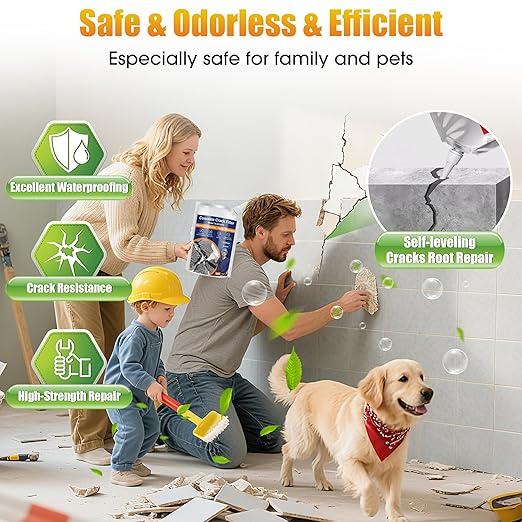 Concrete Crack Filler, 4 PCS Self Leveling Cement Crack Sealant, Quick-Drying Sealing Adhesive Repair Sealer for Driveways, Sidewalks, Patios, Waterproof Outdoor Joint Caulking Glue, Gray