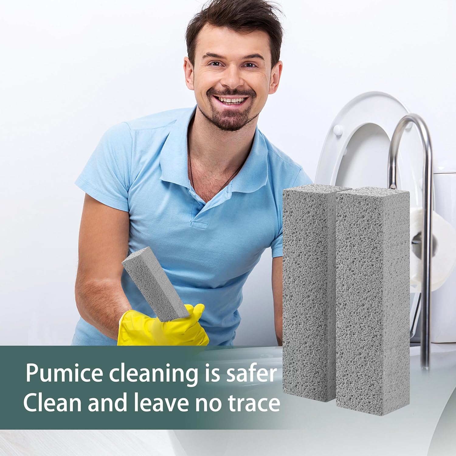 6 ps Pumice Stone Toilet Cleaning Tool Stain Hard Water Ring Remover for Toilet, Pool, Bathroom, Sink (Pumice-Grey1)
