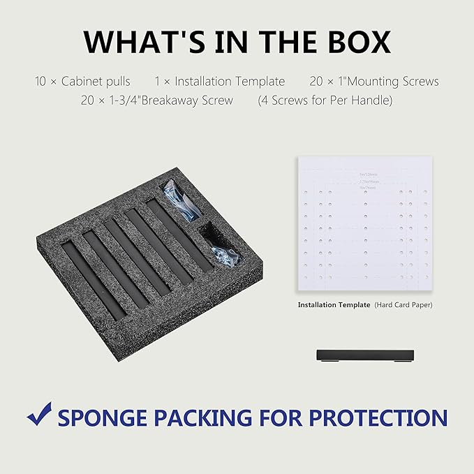 10 Pack 4-3/4 Inch Length|3-3/4 Inch(96mm) Hole Center Matte Black Kitchen Cabinet Handles, Cabinet Pulls Kitchen Cabinet Hardware, Cupboard Pulls, Drawer Handles