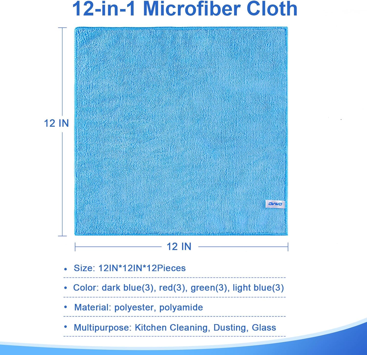 12Pcs Premium Microfiber Cleaning Cloth, Highly Absorbent Household Cleaning Supplies - for Kitchen Towels, Dish Cloths, Dust Rag