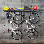 Garage Wall Shelving, 1X4 ft Garage Storage Rack,Heavy Duty Wall Mounted Storage Shelf With 12 Hooks-Each Loads 200lbs Metal Wall Shelf,Black,2Pack