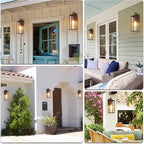 Pia Ricco Large Size Outdoor Wall Lights, 2 Pack 18 Inch Matte Black Exterior Light Fixture with Clear Glass Shade, Waterproof Front Porch Lighting, Modern Sconce Lantern for House, Garage, ETL Listed