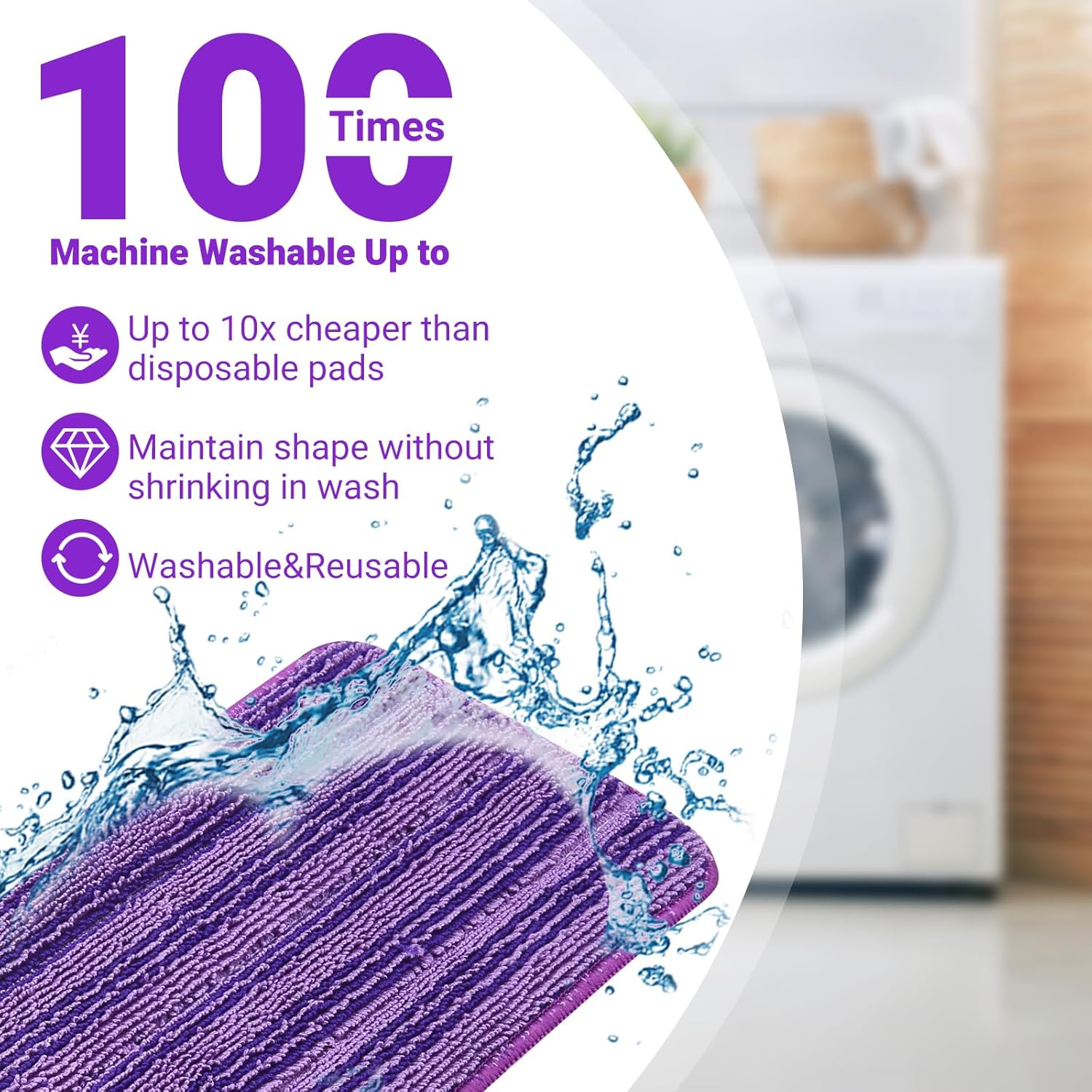 Reusable Mop Pads Compatible with Swiffer WetJet Mop, SealUncle Washable MicrofiberDry Wet Mopping Refill for 10"- 12" Spray Mops,All Purpose Floor Cleaning,6 Pack