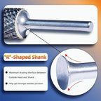 Carbide Burrs Set, 1/4" Shank Double Cut, Solid Power Tools 5PCS Spiral Rotary Files Die Grinder Bits for Metalworking Wood Cutting Carving & Deburring