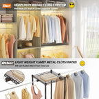 Armocity 96'' Closet System, 8FT Walk In Closet Organizer with 3 Shelving Towers, Heavy Duty Bedroom Wardrobe with 5 Shelves, Wall Mounted Clothes Rack (Can Be Cut To Fit), 96"L x16"W x75"H, White Oak