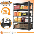 REIBII 72'' Storage Shelves 2050LBS Garage Shelving Heavy Duty 5-Tier Metal Shelving Adjustable Garage Shelves for Storage,Basement, Warehouse,72" H*31.5" W*16.5" D, 2PC