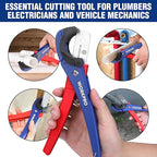 WORKPRO PEX Cutter, Hose Cutter with 1/8"-1-5/8" Cutting Capacity, specific angle(30°, 45°) for cutting rectangular cord cover, Tubing Cutter for PPR, PE, PP, Suitable for Home and Plumbing Repairs