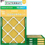 Filterbuy 10x20x1 Air Filter MERV 11 (MPR 1200) Allergen Defense Replacement (4-Pack), Electrostatic Pleated HVAC AC Furnace Filters, Made in USA (Actual Size: 9.50 x 19.50 x 0.75)