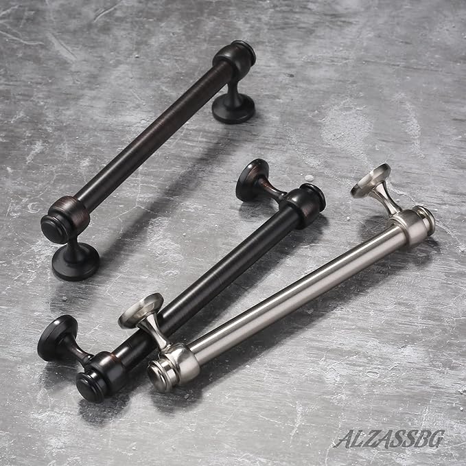 Alzassbg 5 Pack Oil Rubbed Bronze Cabinet Pulls, 10 Inch(254mm) Hole Centers Cabinet Handles Kitchen Hardware Straight Bar for Cabinets and Drawer AL3082ORB
