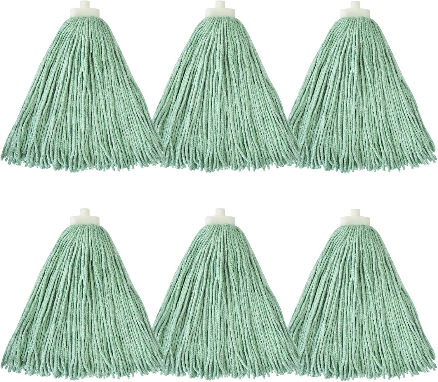 Matthew Cleaning Screw-on Heavy Duty Cotton Wet Mop Replacement Heads(Green, Medium,6 Pack) with 2 Pack Microfiber Cloth for Residential & Commercial Floor Cleaning Use- Fit Standard American Screw