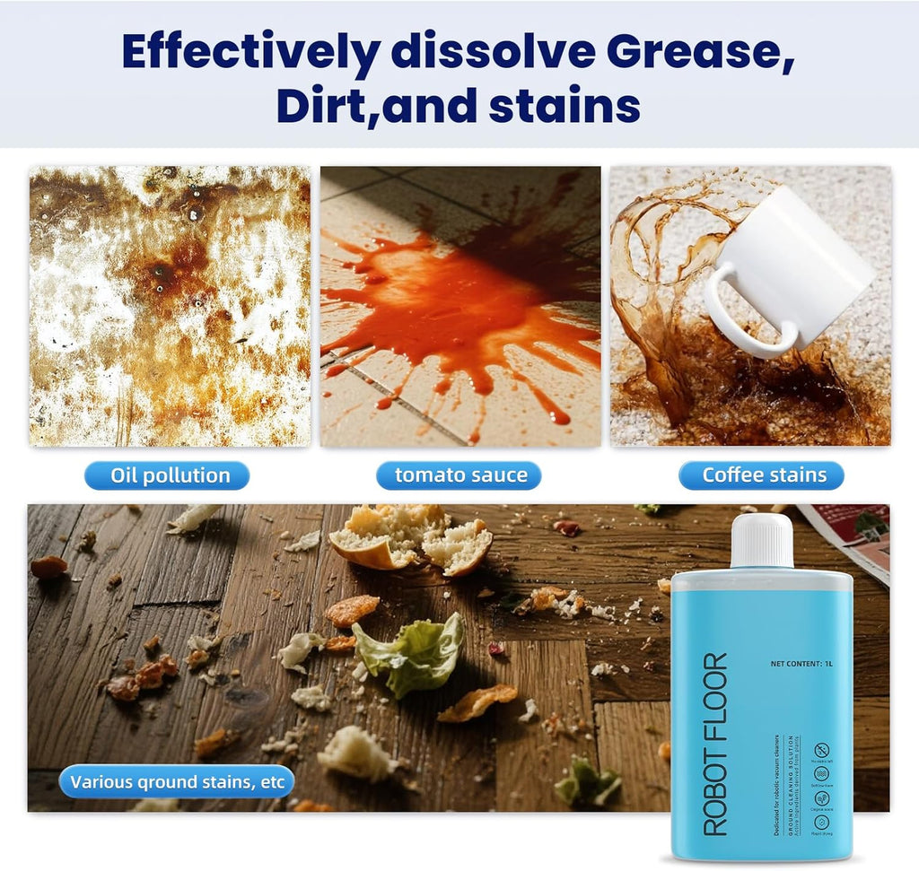 Floor Cleaning Solution, 1000 ml Original Flavor Compatible with Roborock Cleaning Solution, Residue & Streak Free, Suitable for All Robot Vacuum Cleaners and Wireless Wet Dry Dual-Use Vacuum Cleaners