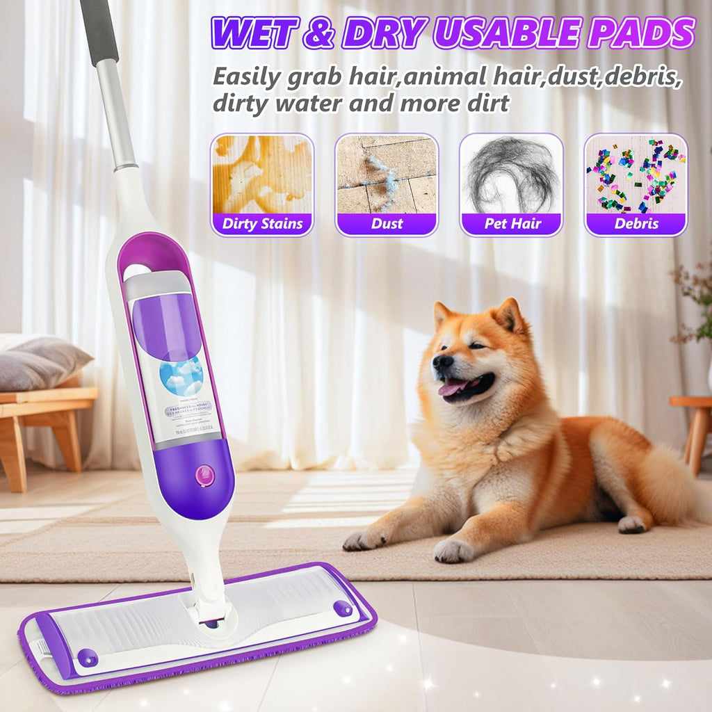 Reusable Pads Compatible with Swiffer PowerMop - SEVENMAX 15" Microfiber Power Mop Refills Pads Spray Mop Replacement Heads Cloths Washable Dry Wet Mopping for Wood Floor Cleaning x8