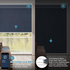 SmartWings Motorized Smart Blinds with Remote, Custom Automatic 100% Blackout Roller Shade Compatible with Alexa/Homekit/Google, Electric Smart Blinds for Indoor Windows, Eclipse Denim