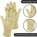 Patelai 3 Pairs Microfiber Plant Dusting Gloves Leaf Cleaning Gloves for Indoor Plants, Blinds, Furniture, House(Medium,Pink, Nude, Light Purple)