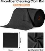 KitchLife Microfiber Cleaning Cloth Roll, 100 Pack - Tear-Away Microfiber Paper Towels, Lint-Free, Reusable, Washable for Kitchen, Car, Dishes, and Sensitive Surfaces (Black)