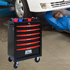 6 Drawers Rolling Tool Box on Wheels, Multifunctional Tool Chest Cabinet with Lock, Drawers Rolling Tool Cart Trolley Organizer Tool Storage Case for Warehouse,Garage,Workshop (Black&Red)
