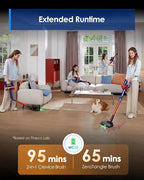 Tineco Pure ONE S70 Cordless Vacuum Cleaner, 200AW Powerful Suction, 3D Sense Pro Cleaning System, 6-Stage Filtration with 95min Runtime, Zero Tangle Brush with 180° Foldable Tube (Blue-Orange)