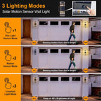 2 Pack Solar Outdoor Wall Lights with Motion Sensor 3-Mode Motion Outdoor Sconces 3000K 500LM Dusk to Dawn Solar Porch Light Fixtures Modern Up Down Exterior Wall Lamp for House Garage Front Door