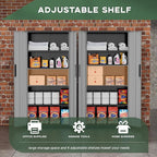 Greenvelly Metal Garage Storage Cabinet, 72" Black Gray Tool Steel Locking Cabinet with Doors and 4 Shelves, Tall Cabinets for Garage Storage Systems Lockable File Cabinet for Home Office,Garage