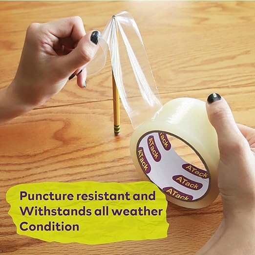 ATack Transparent Window Weather Sealing Tape, 2-Inch x 30 Yards, Clear Window Draft Isolation Sealing Film Tape- No Residue, Surface-Safe, Wood-Safe, Removes Cleanly